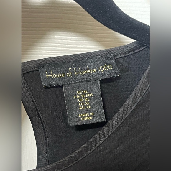 House of Harlow 1960 Women's Satin Slip Dress Circle Side Cutout in Black Sz XL - Picture 14 of 16